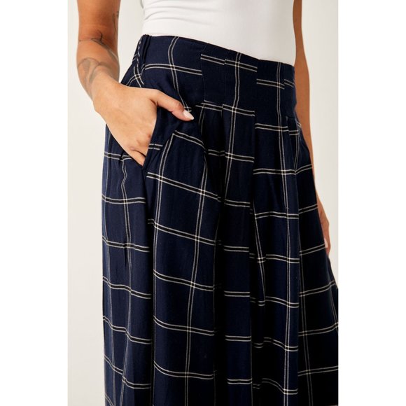 FREE PEOPLE Dance At Dusk Wide Leg Trousers / Navy Combo - Picture 10 of 11
